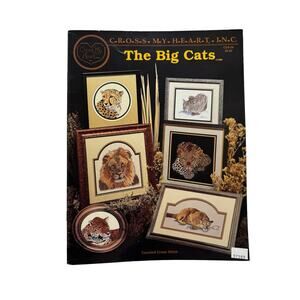 Vintage Big Cats Cross Stitch Designs 1990 CSB-58 Lion Tiger Leopard Cheetah